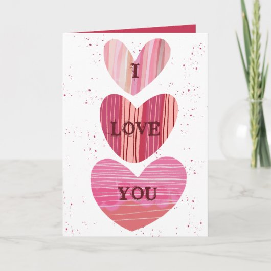Carte Moderne Saint Valentin Cœurs Roses (Devant)
