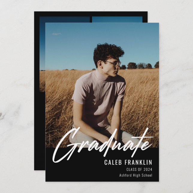 Carte Moderne Script Classe supérieure de la photo Gradu (Devant / Derrière)