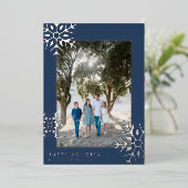 Carte moderne Silver Foil Snowflake Photo Holiday (Debout devant)