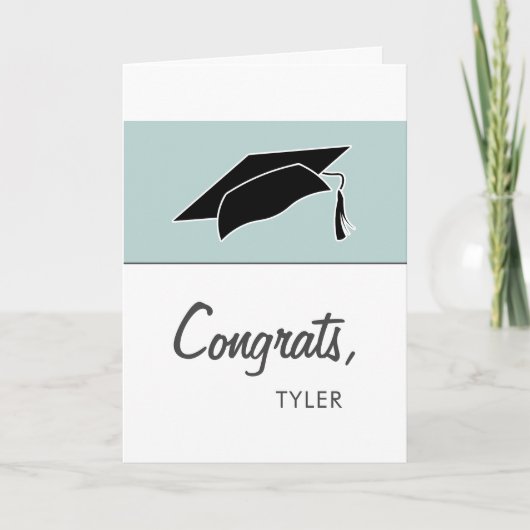 Carte Moderne Simple Bleu Congrats Graduation (Devant)