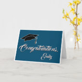 Carte Moderne Simple Bleu Félicitations Diplôme (Fleur jaune)