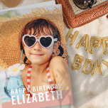 Carte Moderne Simple Chic Photo personnalisée Accueil An<br><div class="desc">Le design est moderne et simple. Ajoutez une photo personnalisée du célébrant d'anniversaire et ajoutez son nom,  ajoutez un message personnalisé</div>