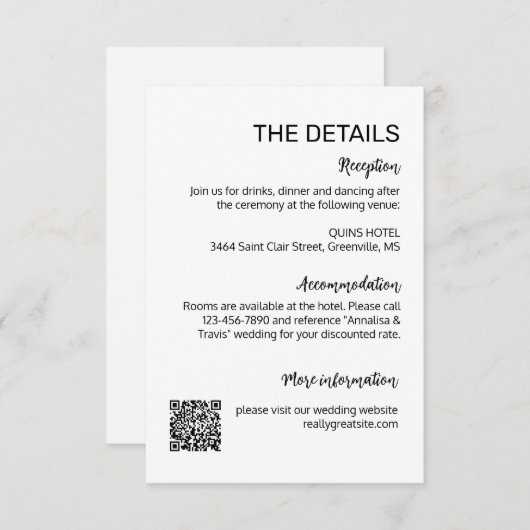 Carte moderne simple Mariage Détails (Devant / Derrière)