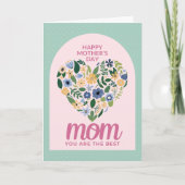 Carte Moderne simple Pastel Floral Heart Best Mom (Devant)