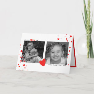 Carte Moderne Simple Red Hearts Fête des mères Photo per