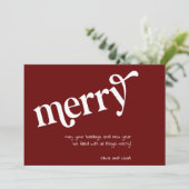 Carte Moderne Simple Rouge Joyeux Vacances (Debout devant)