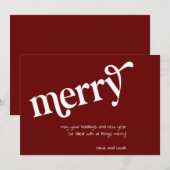 Carte Moderne Simple Rouge Joyeux Vacances (Devant / Derrière)