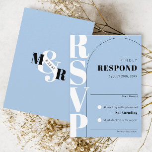 Carte moderne Sky Blue Ampersand Arch Wedding RSVP