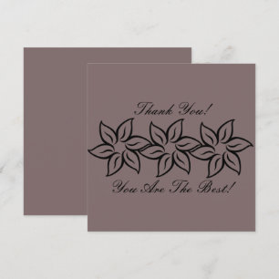 Carte Moderne stylisée Fleur violet et Merci noir