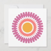 Carte moderne Sunburst Flat Note en rose et or (Devant)