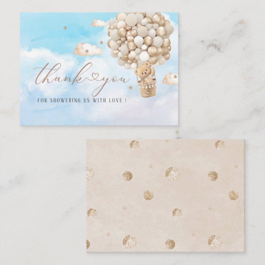 Carte moderne Teddy Bear Ballon Watercolor Flat No (Devant / Derrière)