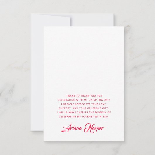 Carte Moderne tendance Chic Pink Script Graduation (Dos)
