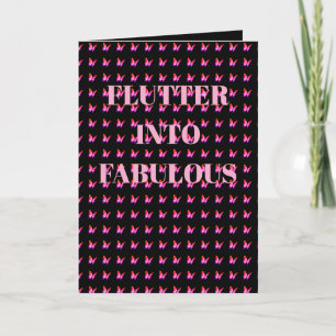 Carte Moderne tendance fille noir et rose anniversaire