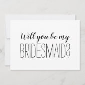 Carte Moderne tendance, tu seras ma demoiselle d'honneur (Devant)