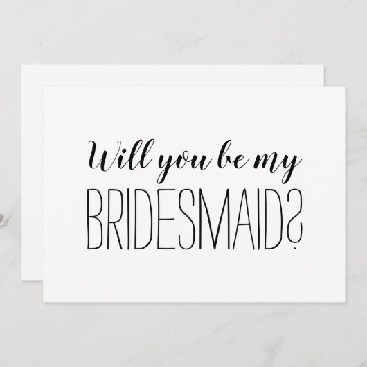 Carte Moderne tendance, tu seras ma demoiselle d'honneur (Devant / Derrière)