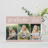 Carte Moderne Trois Photo Lycée Graduation (Debout devant)