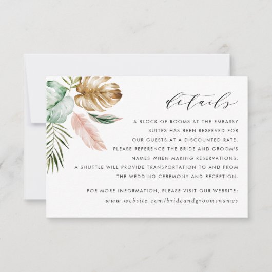 Carte moderne Tropical Gold Palm Greenery Détails (Devant)