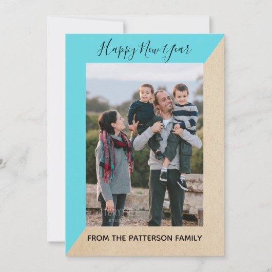 Carte moderne Turquoise moderne Slant New Year (Devant)