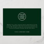 Carte moderne verte en feuille d'or pour les fêtes (Verso)