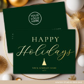 Carte moderne verte en feuille d'or pour les fêtes