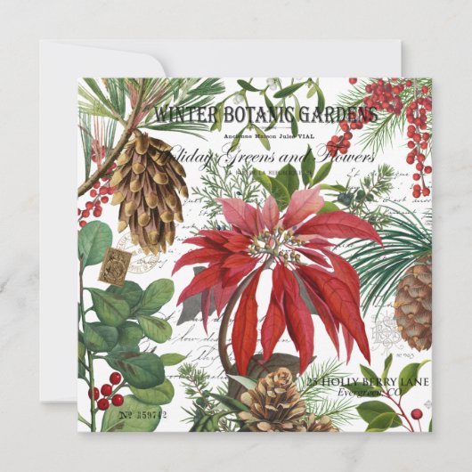 Carte Moderne vintage jardin d'hiver fleuri (Devant)