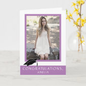 Carte Moderne violet Félicitations Graduation Photo (Fleur jaune)