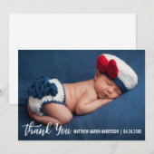 Carte moderne W de nouveau bébé de Merci (Devant / Derrière)