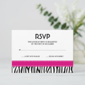 Carte moderne Zebra Dots rose Black Response Card (Debout devant)
