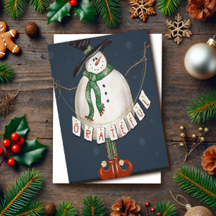 Carte Modernité Reconnaissante Mignon Bonhomme de Neige