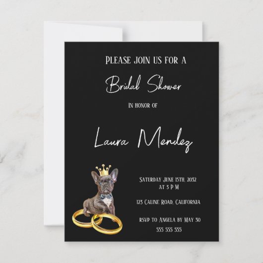 Carte moderno perro oscuro Bridal Shower Invite (Devant)