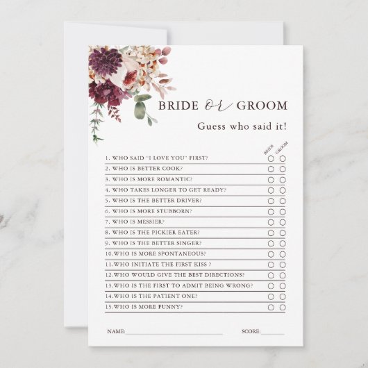 Carte modifiable Automne Romance Bride ou Groom (Devant)