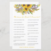 Carte modifiable Qui connaît le mieux la mariée et (Devant / Derrière)