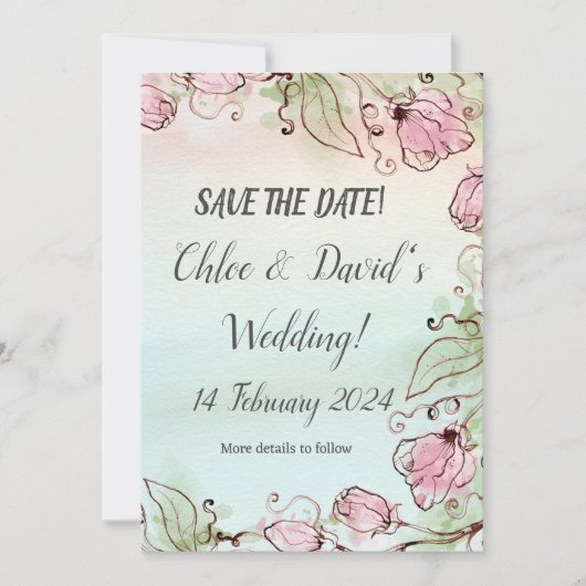 Carte modifiable SAVE THE WEDDING DATE! (Devant)