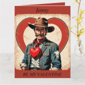 Carte modifiable VALENTINE'S DAY Retro Cowboy (Fleur jaune)