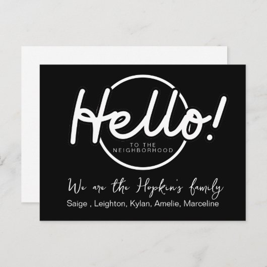 Carte modifiable "We're New to the Neighborhood" (Devant / Derrière)