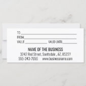 Carte Modification de certificat cadeau Couture Couturiè (Dos)