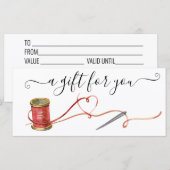 Carte Modification de certificat cadeau Couture Couturiè (Devant / Derrière)