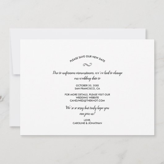 Carte Modifier la date reportée Collage photo Mariage (Dos)