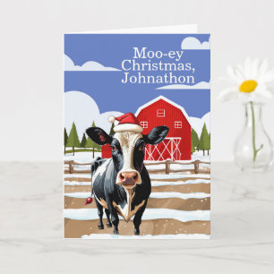 Carte Moey Christmas Farm Vache personnalisée