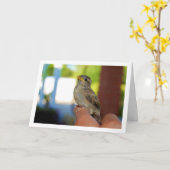 Carte Moineau sur doigt (Fleur jaune)