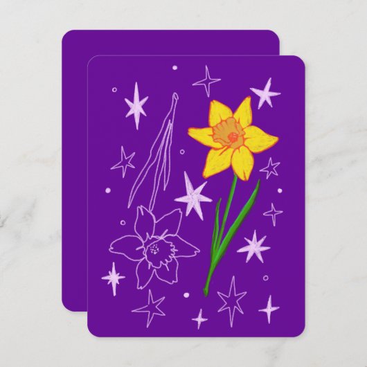 Carte Mois d'anniversaire de mars (jonquille) (Devant / Derrière)