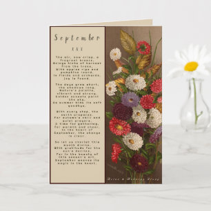 Carte Mois de septembre Né en Prose Flower Card