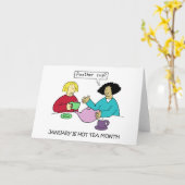 Carte Mois du thé chaud Janvier (Fleur jaune)