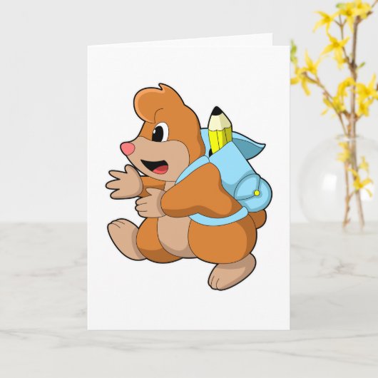 Carte Mole comme étudiant avec sac à dos (Fleur jaune)