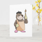 Carte Mole comme Peintre avec pinceau (Fleur jaune)