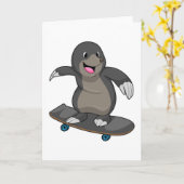 Carte Mole en skate avec skateboard (Fleur jaune)