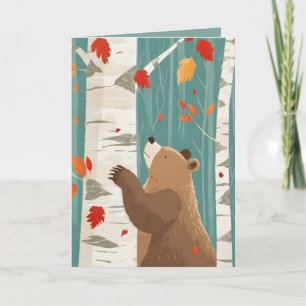Carte Moments d'automne douillets avec un Ours de bois A
