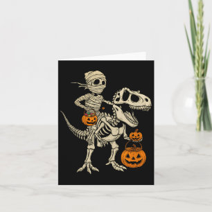 Carte Momie Squelette Chevauchant Dinosaure T Rex Enfant