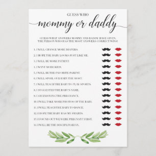 Carte Mommy ou papa Baby shower Jeu Vert Thème