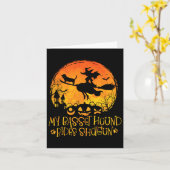 Carte Mon Bet Hound Rides Shotgun Chien Halloween Costum (Fleur jaune)